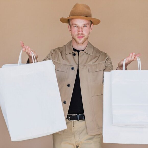 Greenii - 200 White Paper With Handles Kraft 18 * 7 * 19 Party Gift Bags - Picture 7 of 7